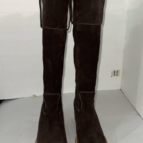 40.5/US9.5💕ITALY Buttero Over Knee Suede Leather English Riding Biker Boots - Picture 5 of 7